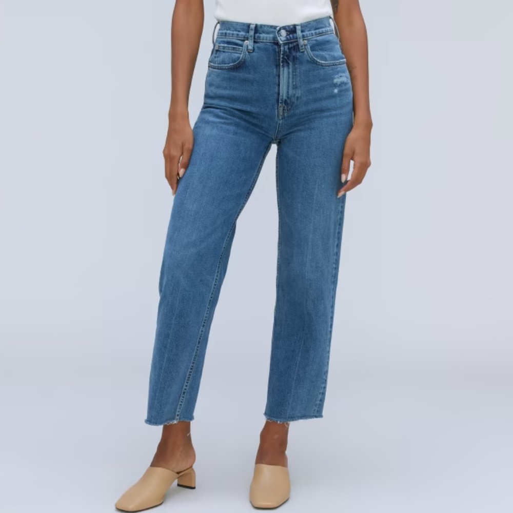 Everlane Long Length The Way High Jean in Distressed Wash in Long inseam